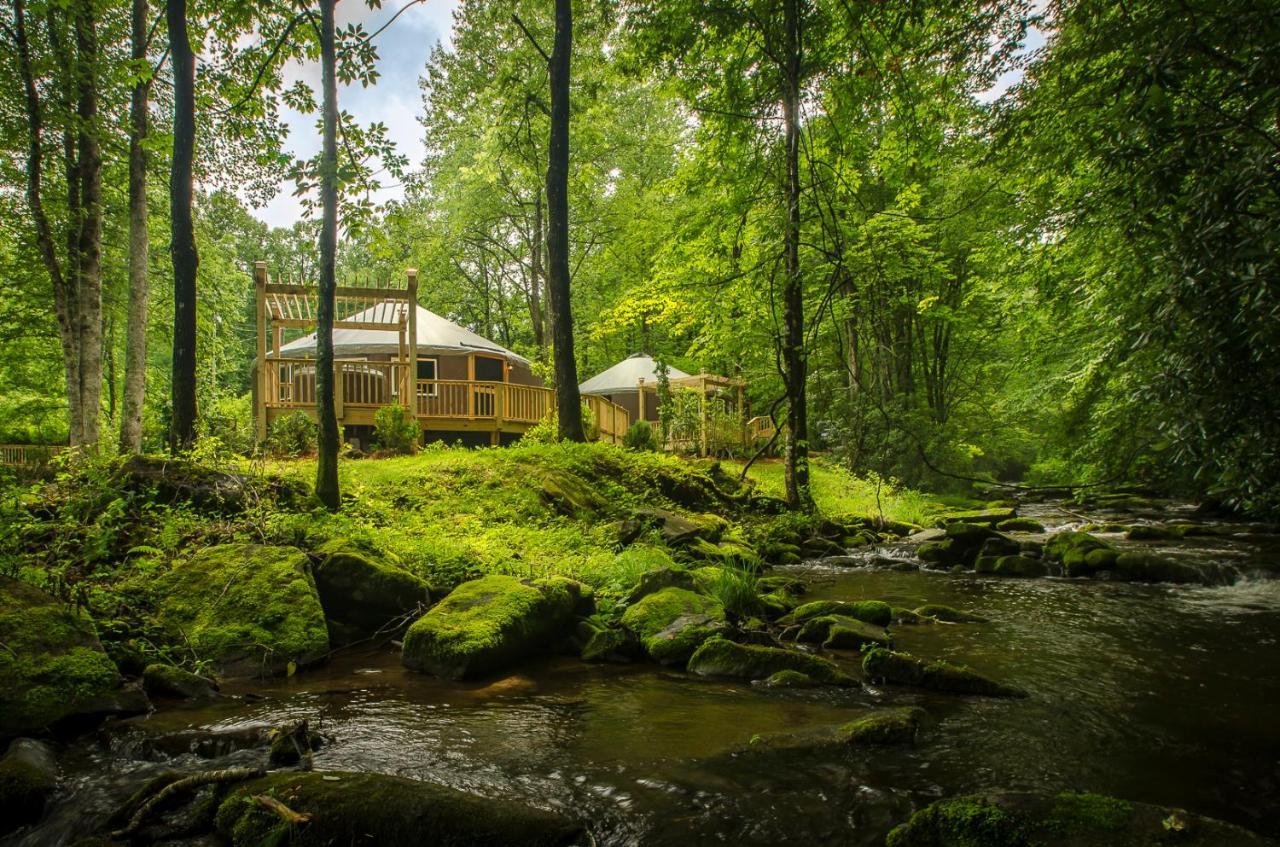 Spring Ridge Luxury Yurt - Creekside Glamping With Private Hot Tub Villa Topton Dış mekan fotoğraf